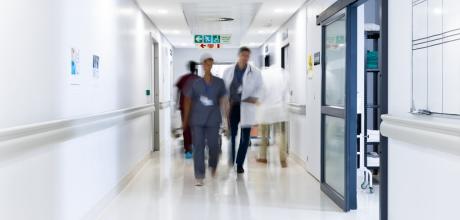 Busy hospital corridor
