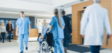 Inside a hospital staff and patients