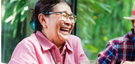 Asian ladies in cafe