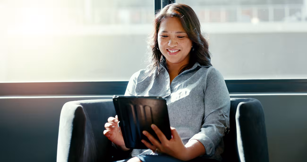 Woman on tablet device 