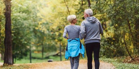 Couple walking in the woods 