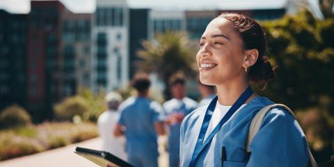Healthcare professional outside