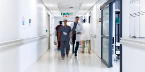 Busy hospital corridor
